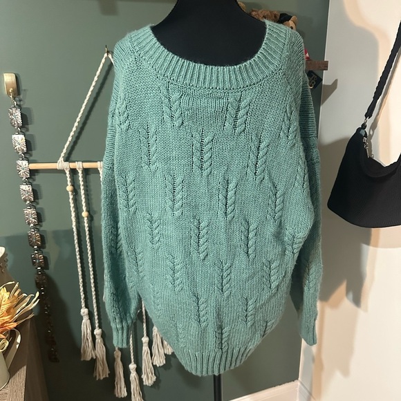 Lucky Brand Sea Green Knit Pullover Oversized Medium 🦄 - Picture 5 of 5